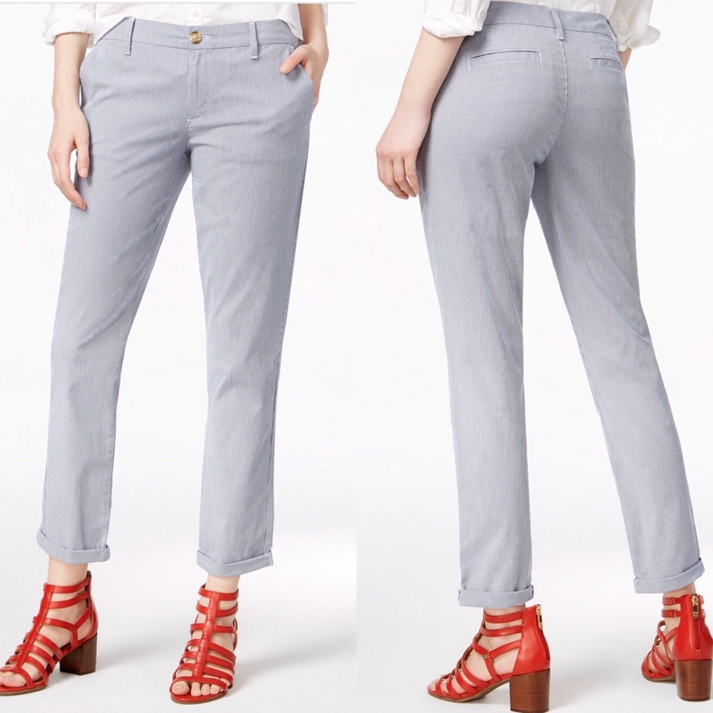 TOMMY HILFIGER Hampton Chino Striped Ankle Pants